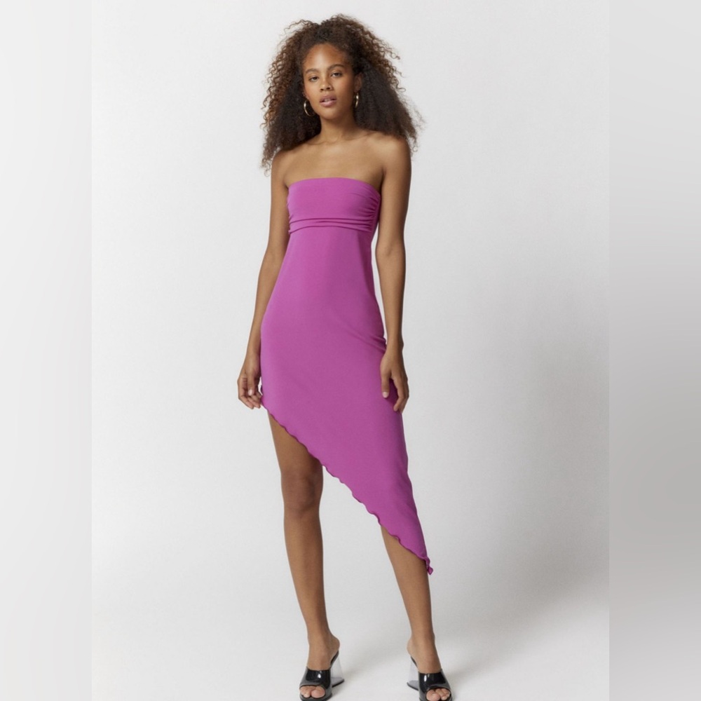 Urban Outfitters Asymmetrical Strapless Pink Dress